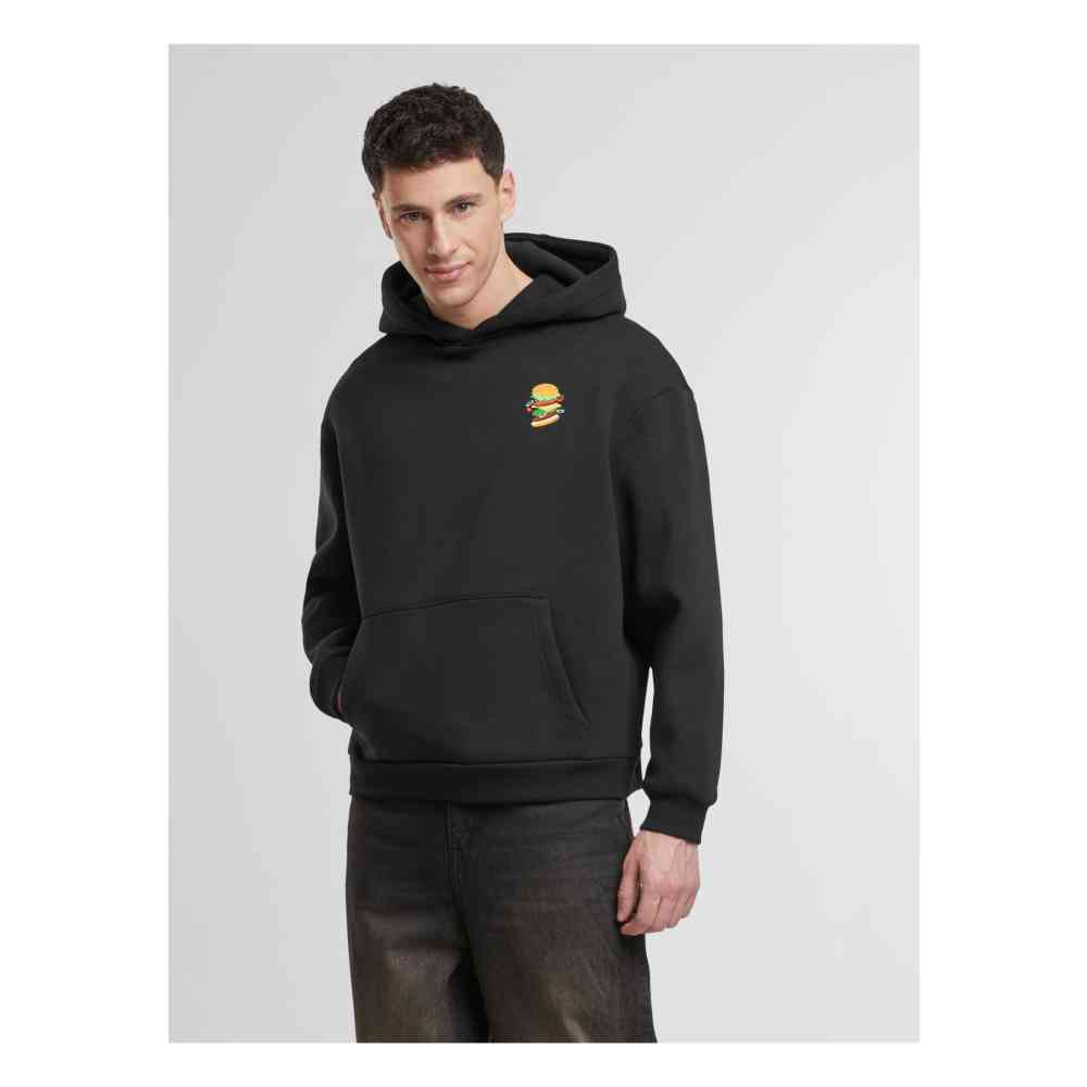 Mister Tee - Burger EMB Fluffy Hoodie - Black